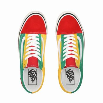 Panske Tenisky Vans Anaheim Factory Old Skool 36 DX Červené/Tyrkysové/Žlté VA10LWAGR